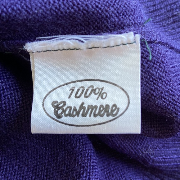 Vintage 100% Cashmere Navy Blue Cropped Sweater Sz 10 - Picture 6 of 7